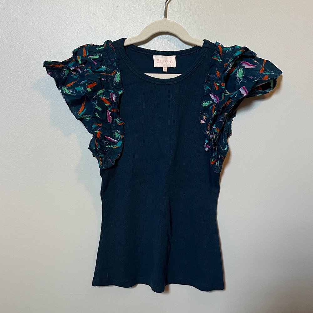 alivia  boutique brand - navy with Colorful Ruffle detail.  Women’s XS.